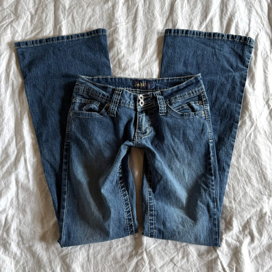 Angels Low-Rise Medium Wash Flared Jeans - Size XS