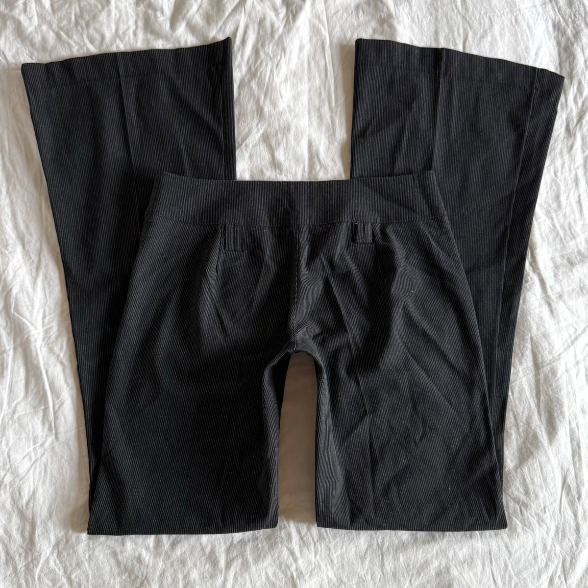 Jennifer Taylor Low-Rise Pinstriped Office Siren Flared Trousers - Size S