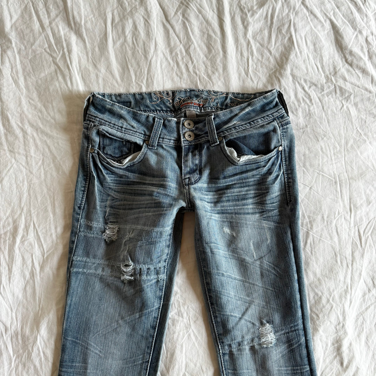Refuge Low-Rise Light Wash Bootcut Jeans - Size XS