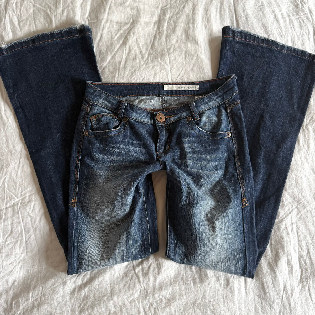 DKNY Low-Rise Medium Wash Bootcut Jeans - Size S