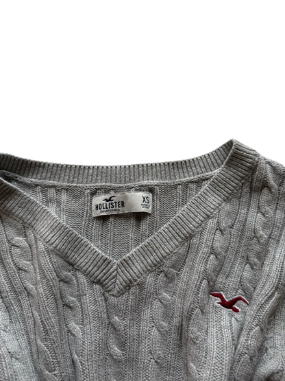 Hollister Grey Cable Knit Sweater (XS)