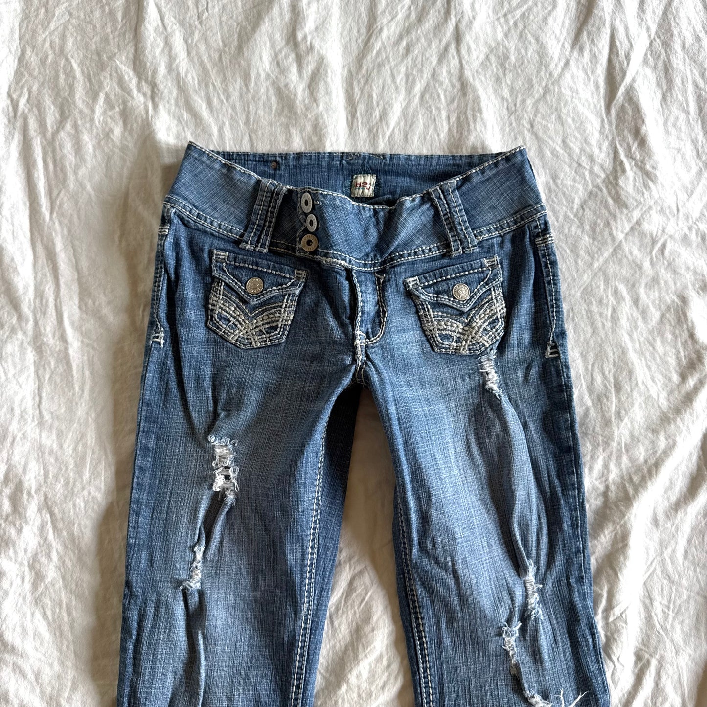 H2J Low-Rise Medium Wash Bootcut Jeans - Size XS