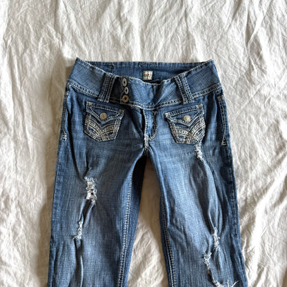 H2J Low-Rise Medium Wash Bootcut Jeans - Size XS