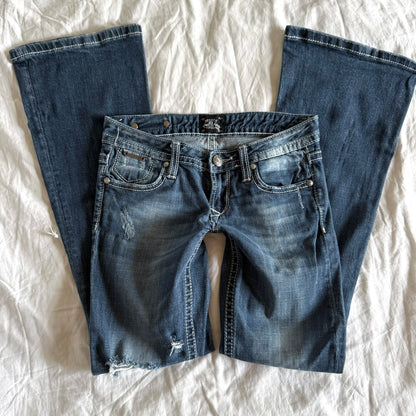 Rerock Low-Rise Ripped Medium Wash Bootcut Jeans - Size XXS