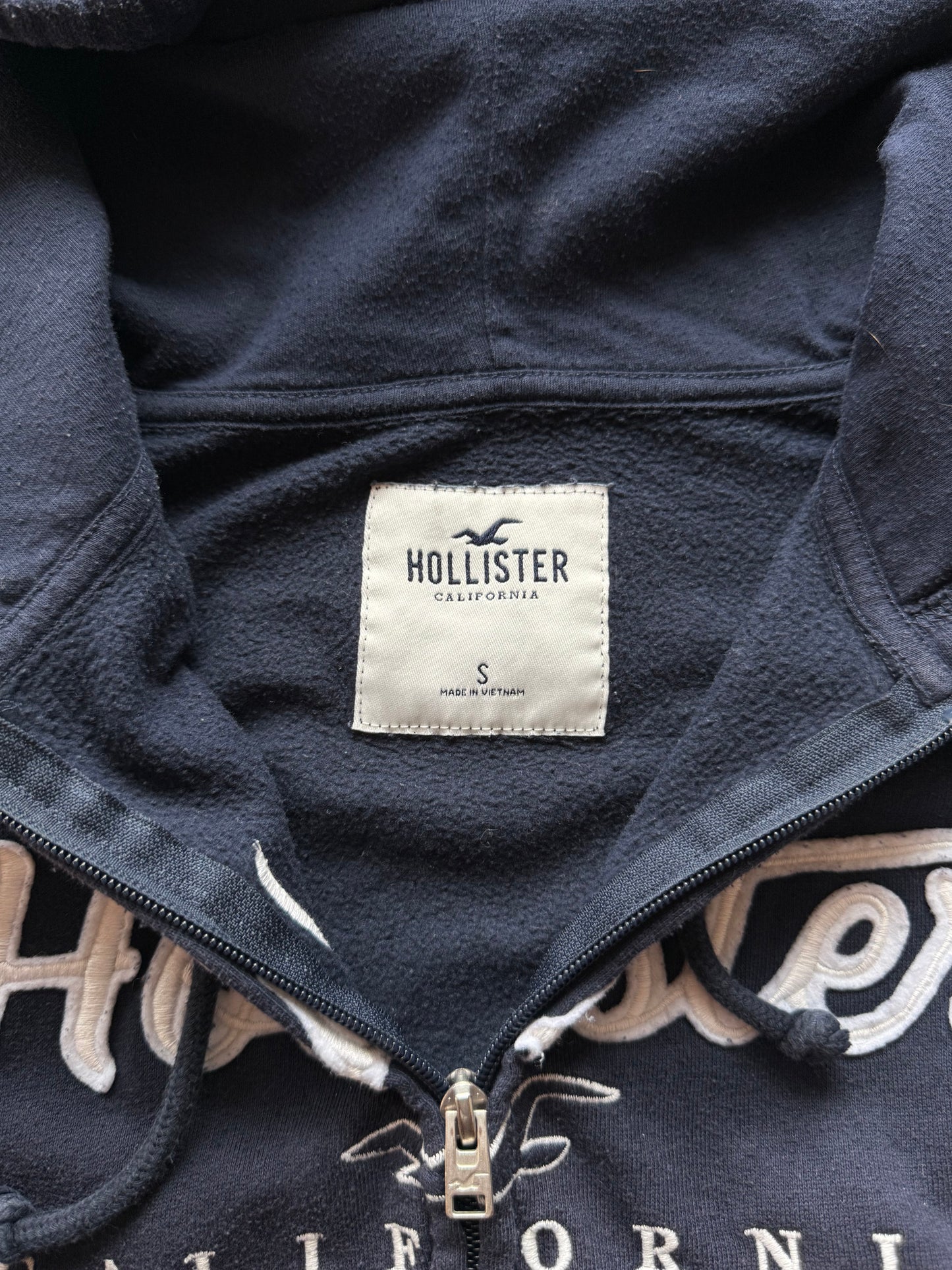 Hollister Navy Zip-Up Hoodie (S)