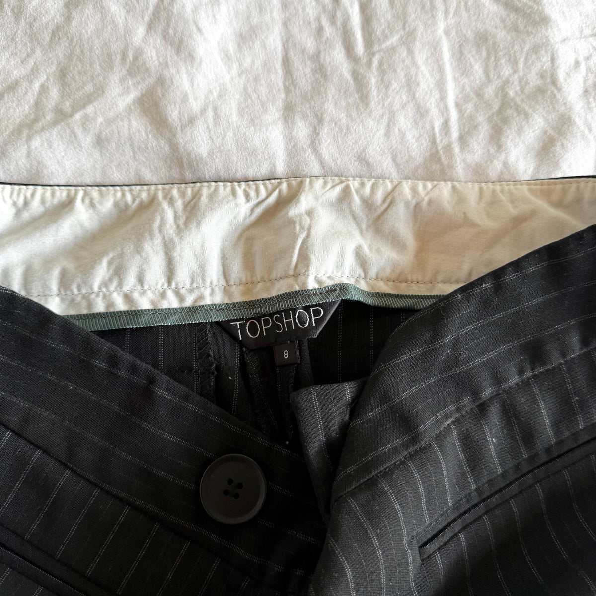 Topshop Low-Rise Pinstriped Office Siren Bootcut Trousers - Size XXS