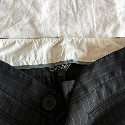 Topshop Low-Rise Pinstriped Office Siren Bootcut Trousers - Size XXS