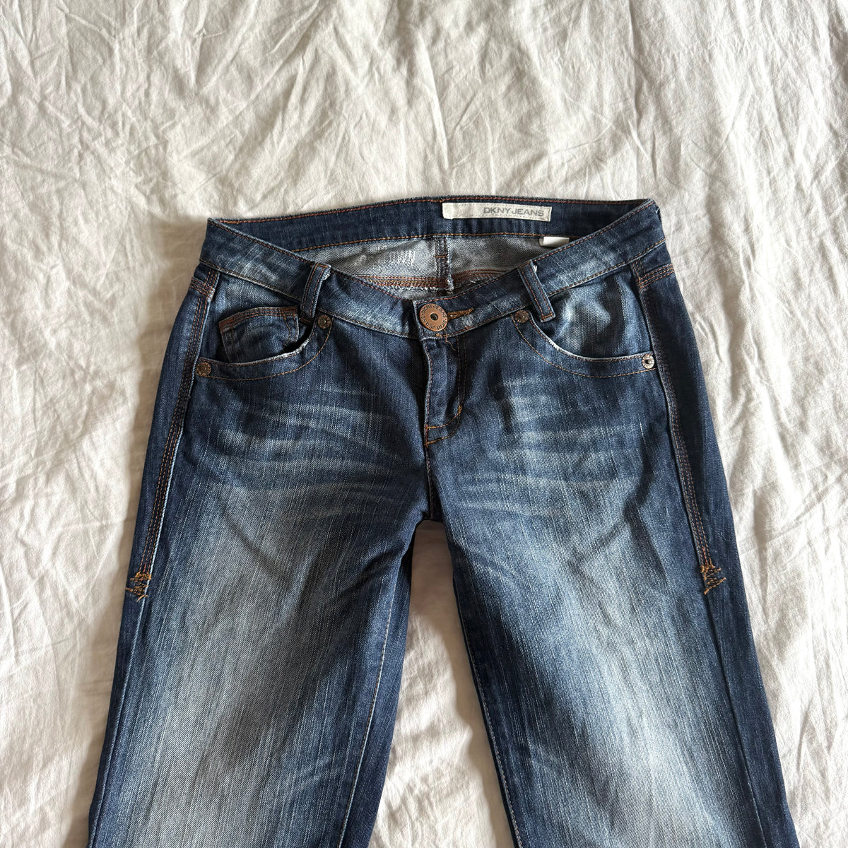 DKNY Low-Rise Medium Wash Bootcut Jeans - Size S