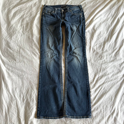 Silver Low-Rise Medium Wash Straight Fit Jeans - Size M