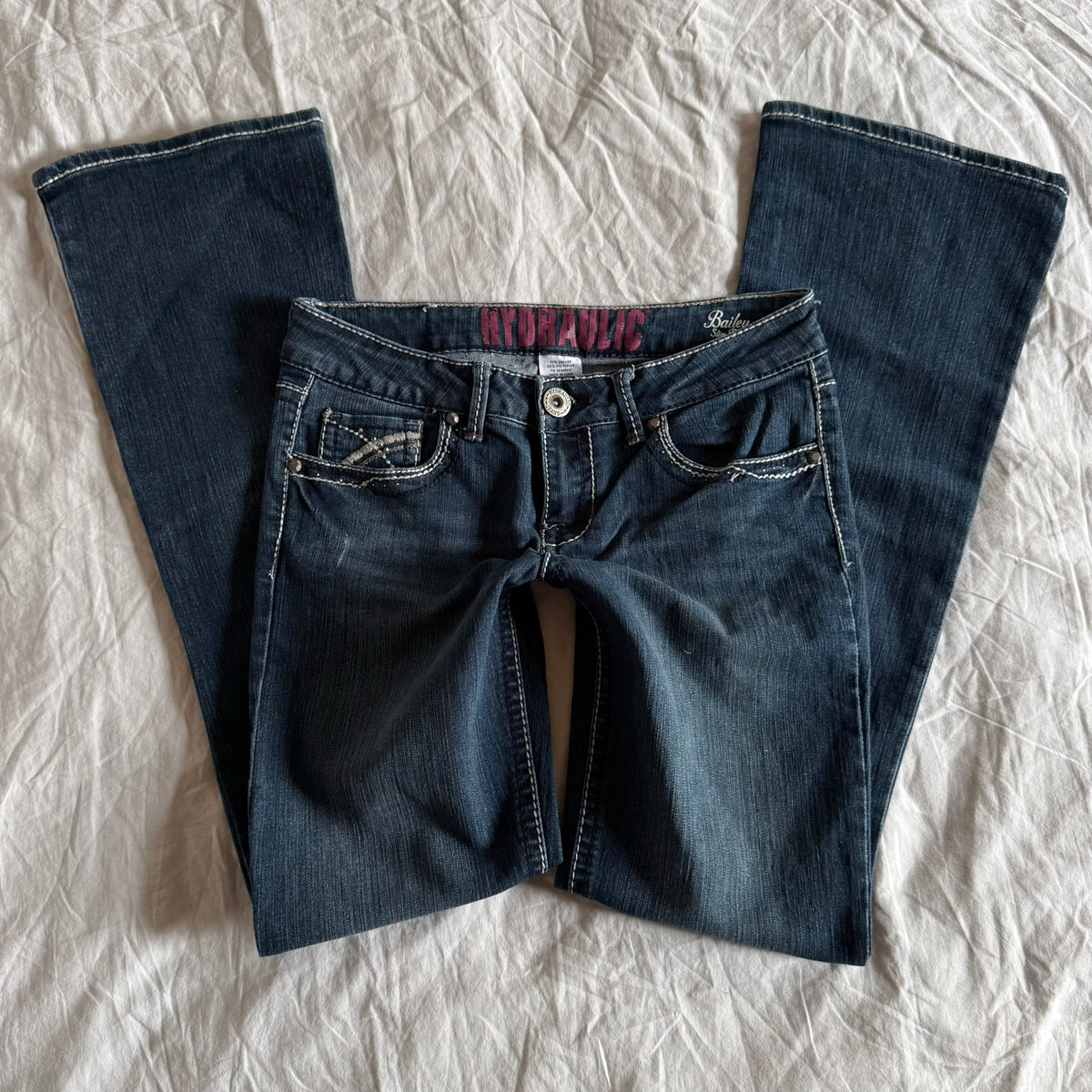 Hydraulic Low-Rise Dark Wash Slim Bootcut Jeans - Size S