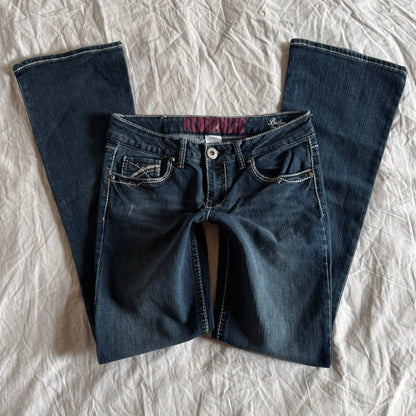 Hydraulic Low-Rise Dark Wash Slim Bootcut Jeans - Size S