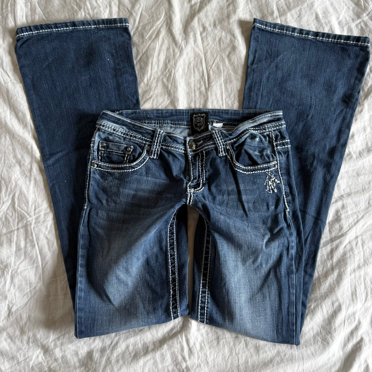 Petrol Low-Rise Dark Wash Bootcut Jeans - Size M