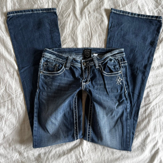 Petrol Low-Rise Dark Wash Bootcut Jeans - Size M