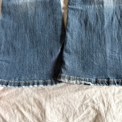 RUE21 Low-Rise Medium Wash Ripped Flared Jeans - Size XS