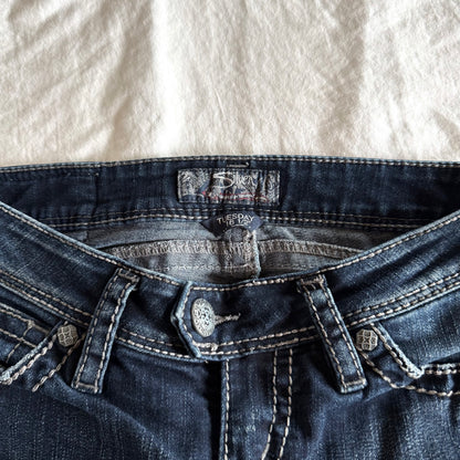 Silver Low-Rise Dark Wash Straight Fit Jeans - Size XXS