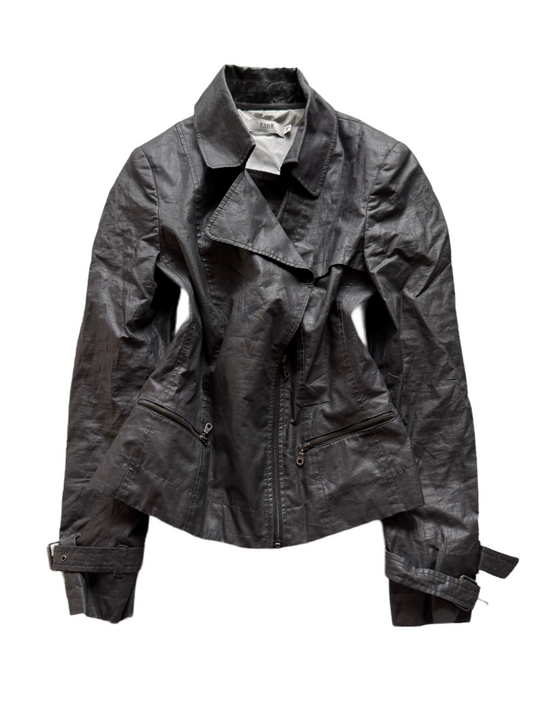 Grey Vintage Faux Leather Jacket (M)