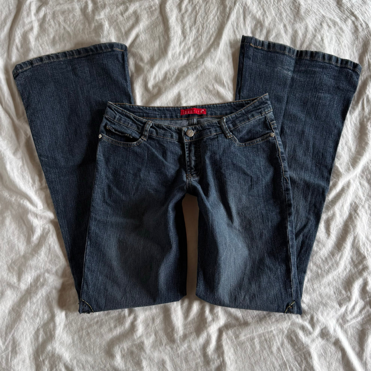 Identità Low-Rise Dark Wash Flared Jeans - Size S