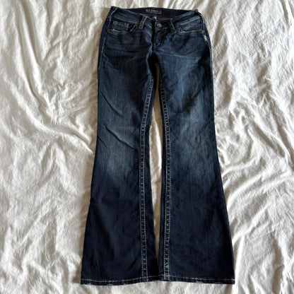 Silver Low-Rise Dark Wash Bootcut Jeans - Size XS