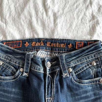 Rock Revival Low-Rise Dark Wash Bootcut Jeans - Size XS