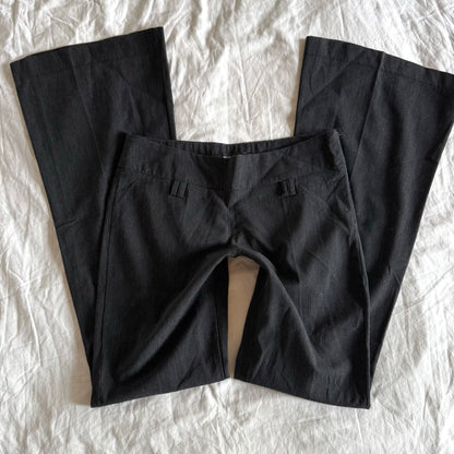 Jennifer Taylor Low-Rise Pinstriped Office Siren Flared Trousers - Size S