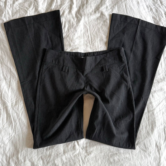 Jennifer Taylor Low-Rise Pinstriped Office Siren Flared Trousers - Size S