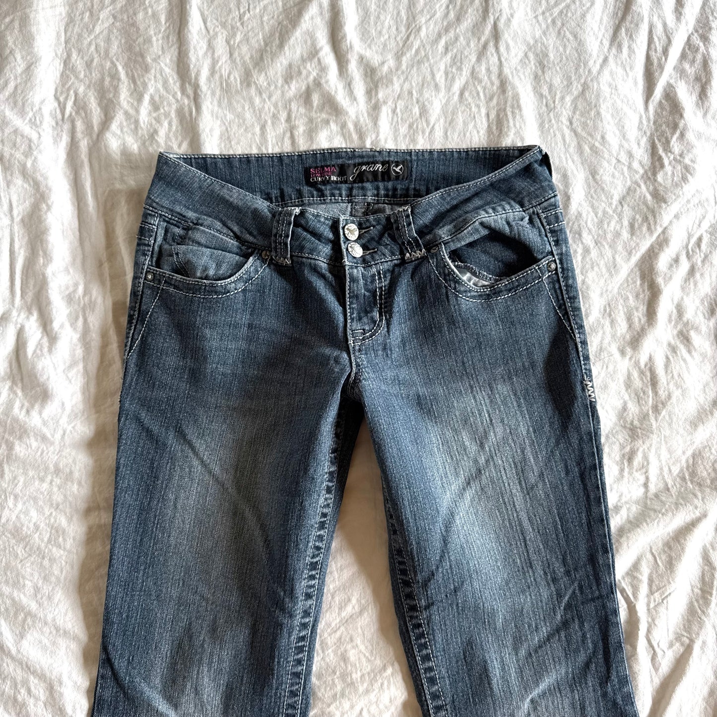 Grane Low-Rise Dark Wash Bootcut Jeans - Size S/M