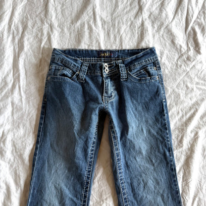 Angels Low-Rise Medium Wash Flared Jeans - Size XS