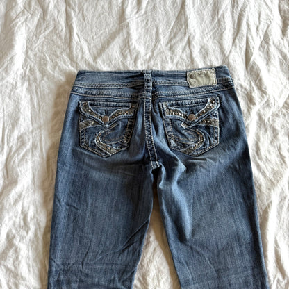 Silver Low-Rise Medium Wash Straight Fit Jeans - Size M
