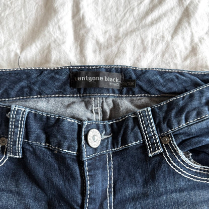 RUE21 Low-Rise Ripped Dark Wash Bootcut Jeans - Size M