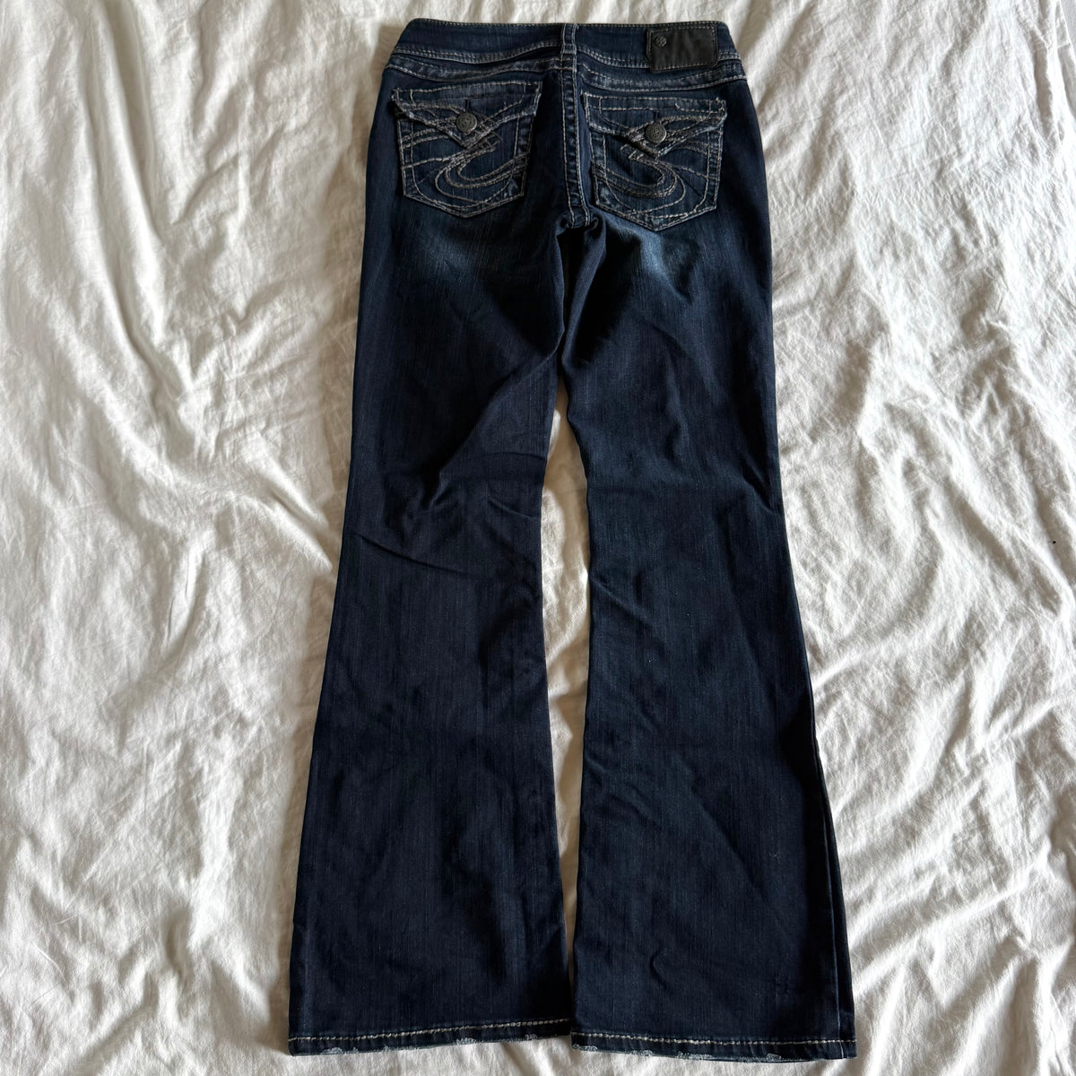 Silver Low-Rise Dark Wash Bootcut Jeans - Size XS
