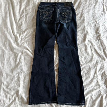 Silver Low-Rise Dark Wash Bootcut Jeans - Size XS