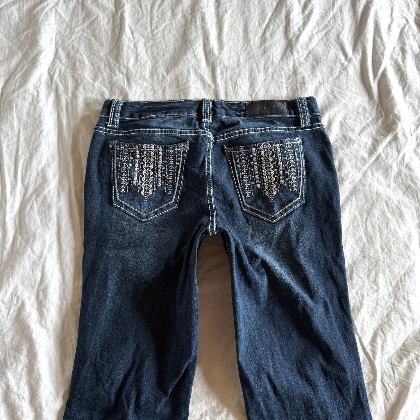 RUE21 Low-Rise Ripped Dark Wash Bootcut Jeans - Size M