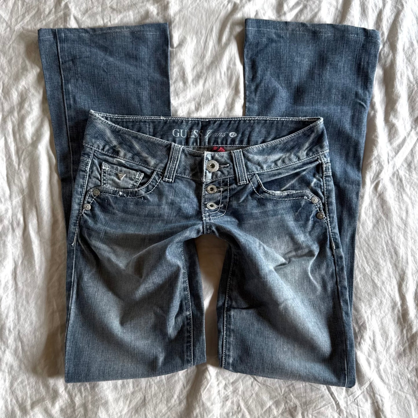 Guess Low-Rise Light Wash Bootcut Jeans - Size S