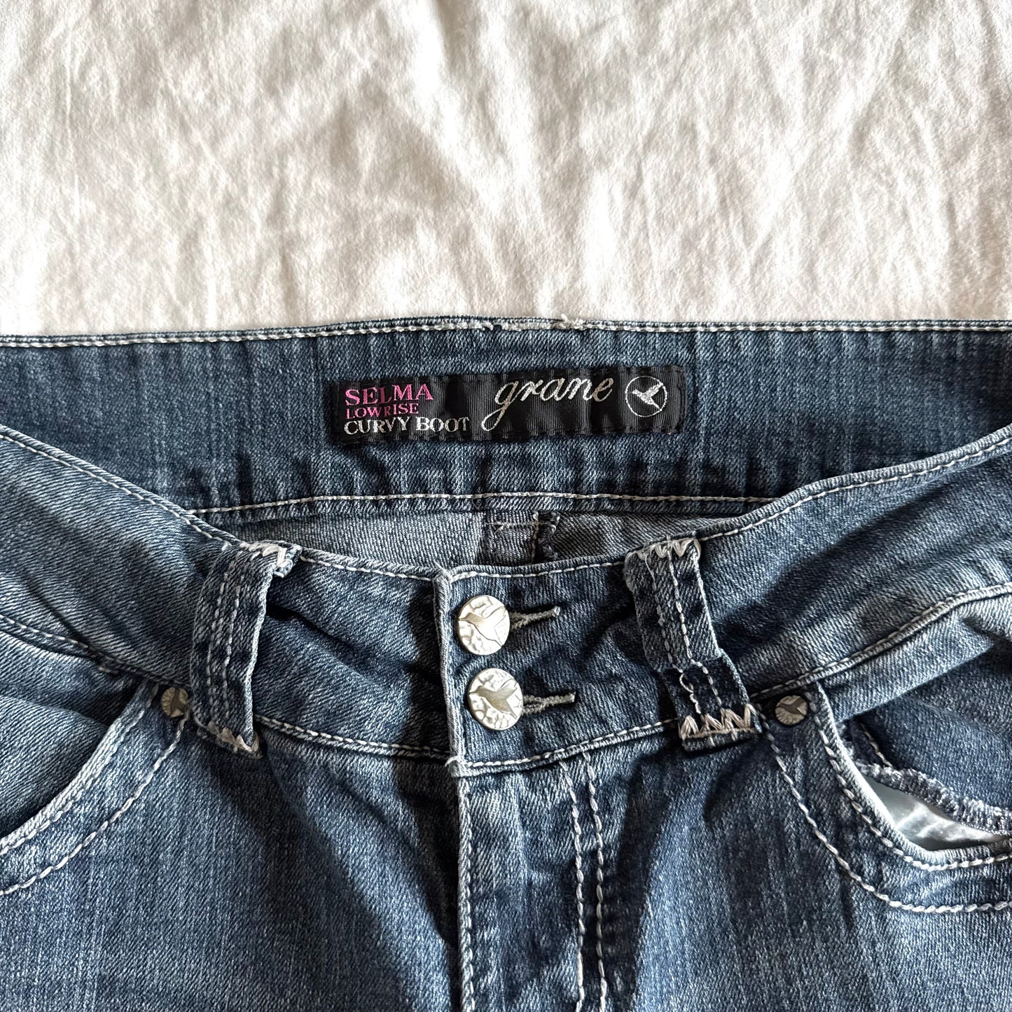 Grane Low-Rise Dark Wash Bootcut Jeans - Size S/M