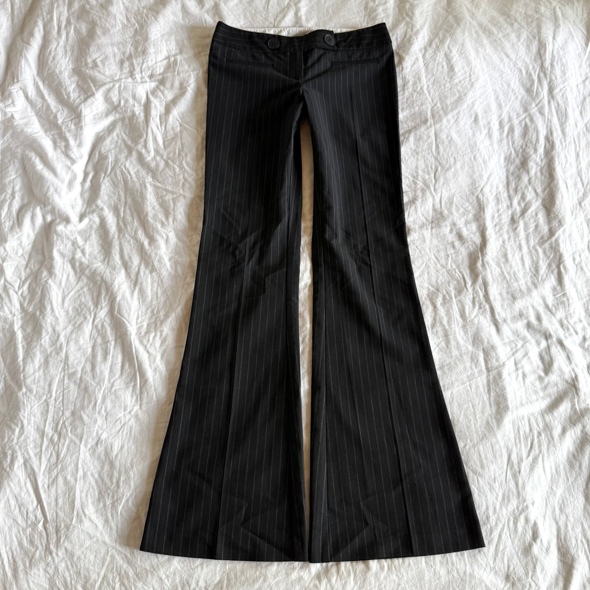 Topshop Low-Rise Pinstriped Office Siren Bootcut Trousers - Size XXS
