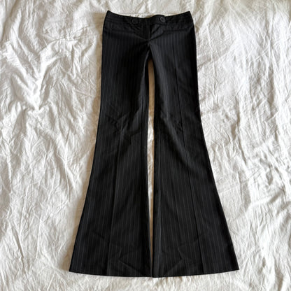Topshop Low-Rise Pinstriped Office Siren Bootcut Trousers - Size XXS
