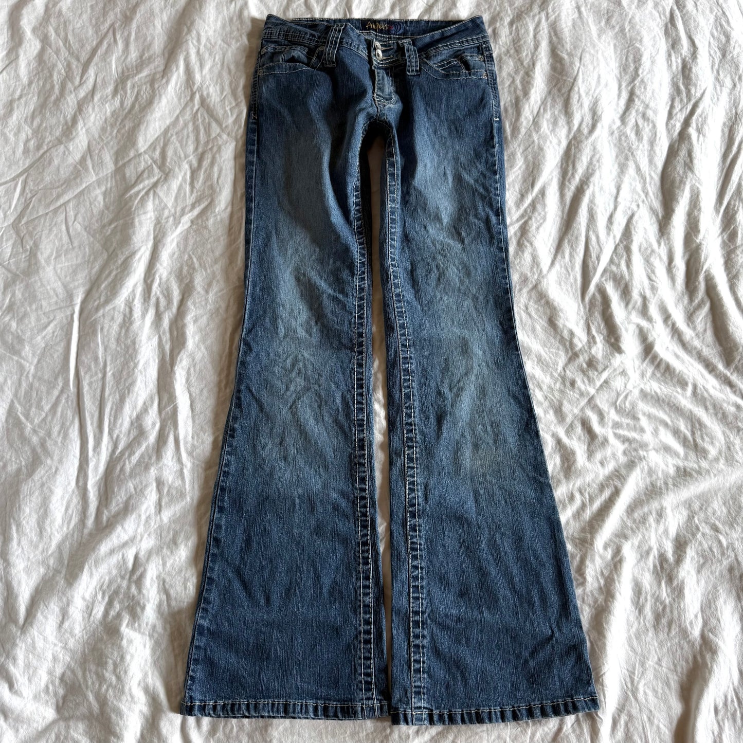 Angels Low-Rise Medium Wash Flared Jeans - Size XS
