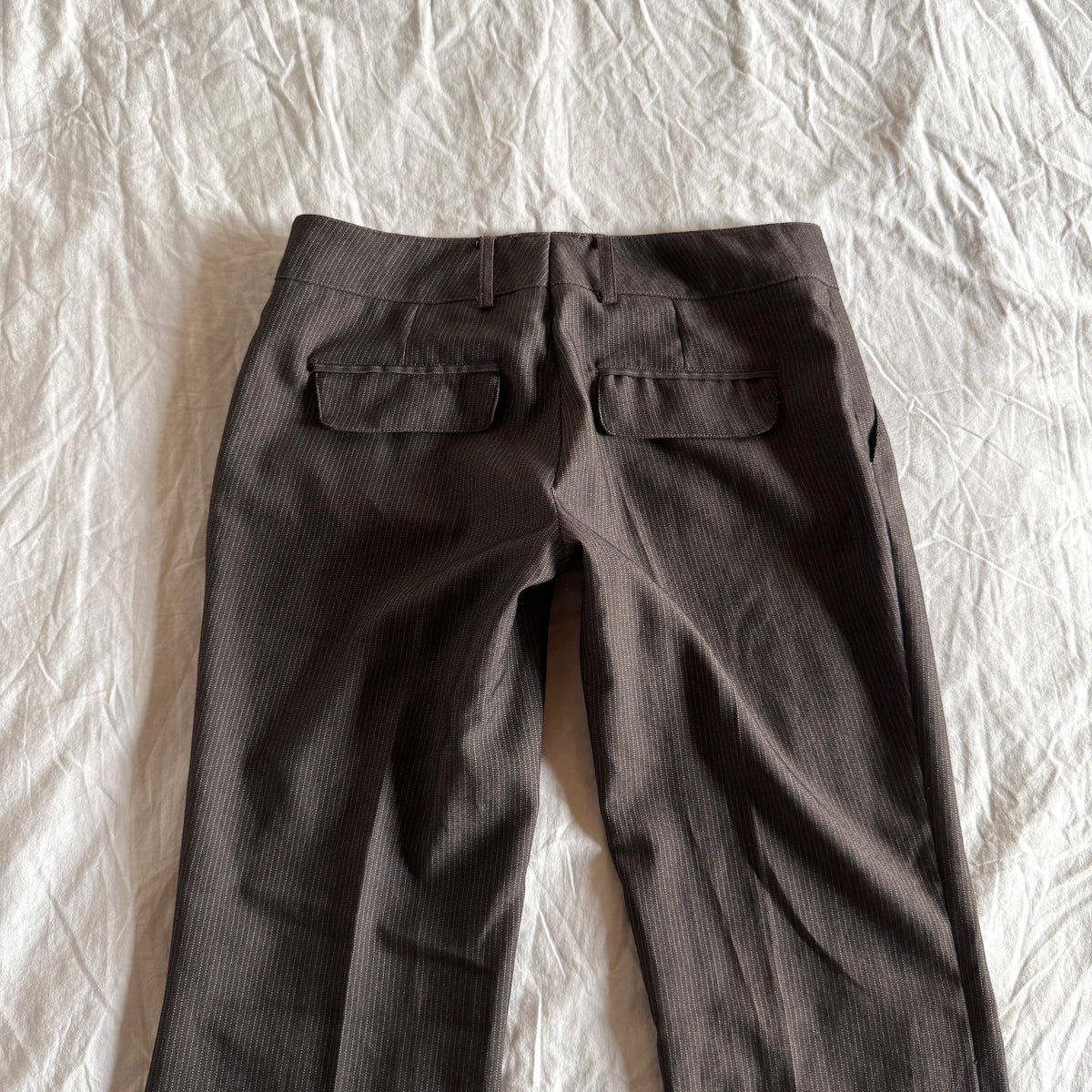 Vero Moda Low-Rise Office Siren Pinstriped Bootcut Trousers - Size S