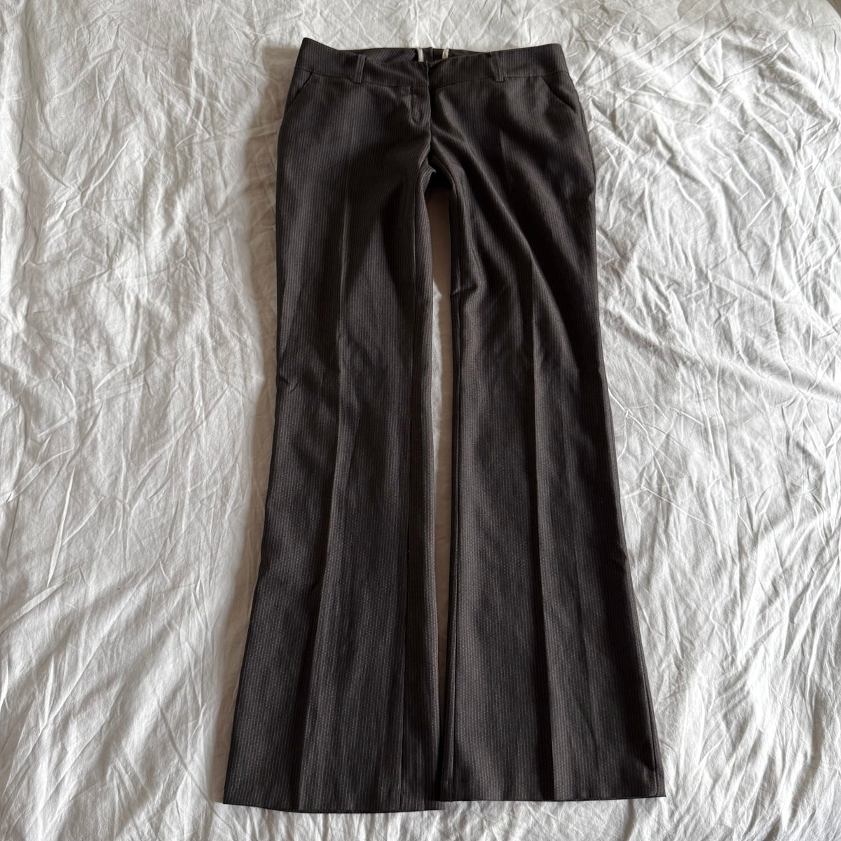 Vero Moda Low-Rise Office Siren Pinstriped Bootcut Trousers - Size S