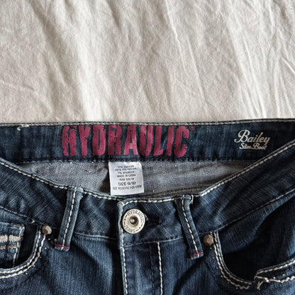 Hydraulic Low-Rise Dark Wash Slim Bootcut Jeans - Size S