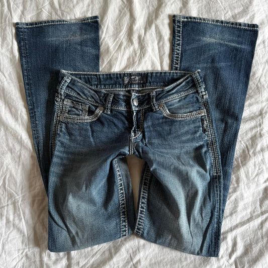 Silver Low-Rise Medium Wash Straight Fit Jeans - Size S