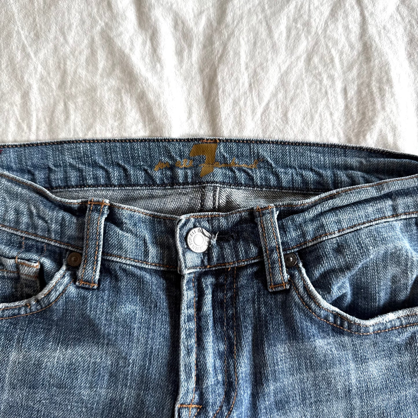 7 for All Mankind Low-Rise Medium Wash Straight Fit Jeans - Size XXS