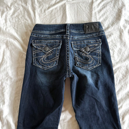 Silver Low-Rise Dark Wash Bootcut Jeans - Size XS