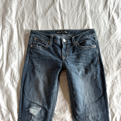 Express Low-Rise Dark Wash Straight Fit Jeans - Size S/M