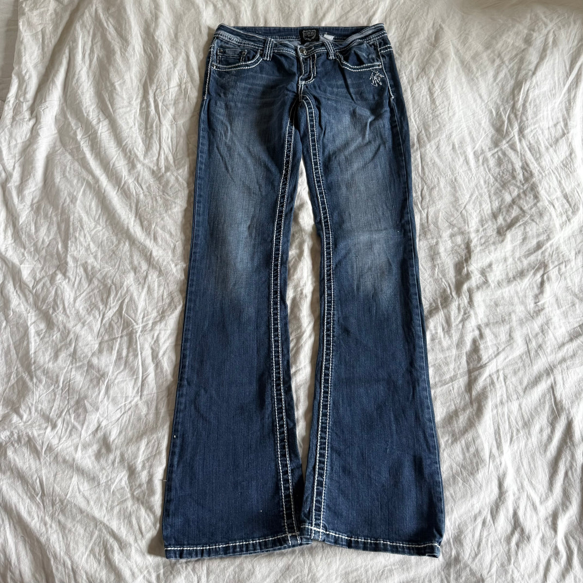 Petrol Low-Rise Dark Wash Bootcut Jeans - Size M