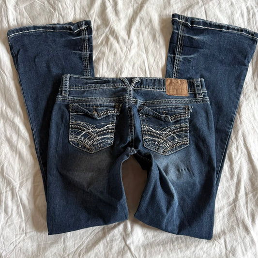 Amethyst Low-Rise Dark Wash Bootcut Jeans - Size L