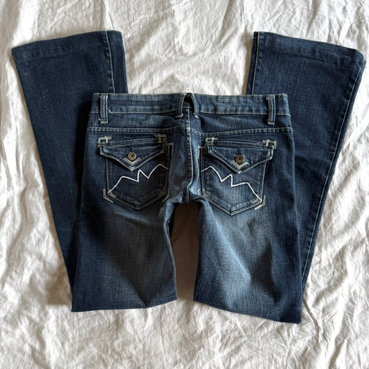 Mim Low-Rise Dark Wash Wide Leg Jeans - Size M/L