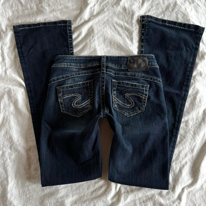 Silver Low-Rise Dark Wash Straight Fit Jeans - Size XXS