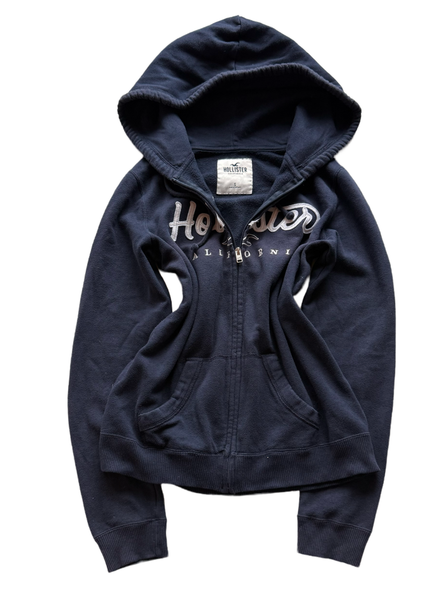 Hollister Navy Zip-Up Hoodie (S)