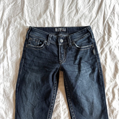 Silver Low-Rise Dark Wash Bootcut Jeans - Size XS